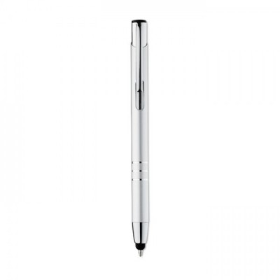 PETE Aluminiowy, przyciskany długopis srebrny