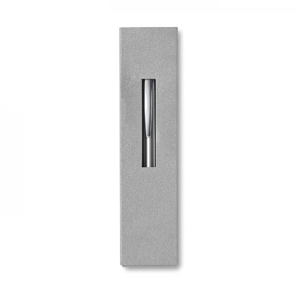 THEBOX Aluminiowy długopis na przycisk w kartonowym opakowaniu srebrny