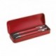 ALUCOLOR Aluminiowy zestaw długopis i mechaniczny ołówek w metalowym pudełku czerwony