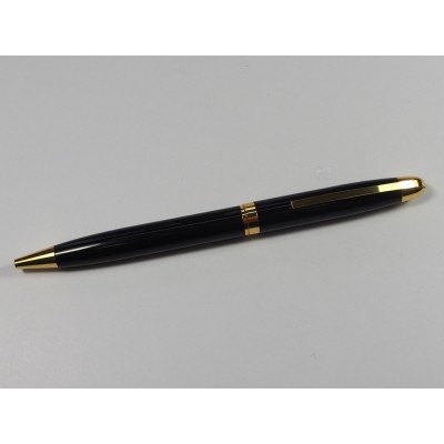 Długopis metalowy czarny z złotymi dodatkami